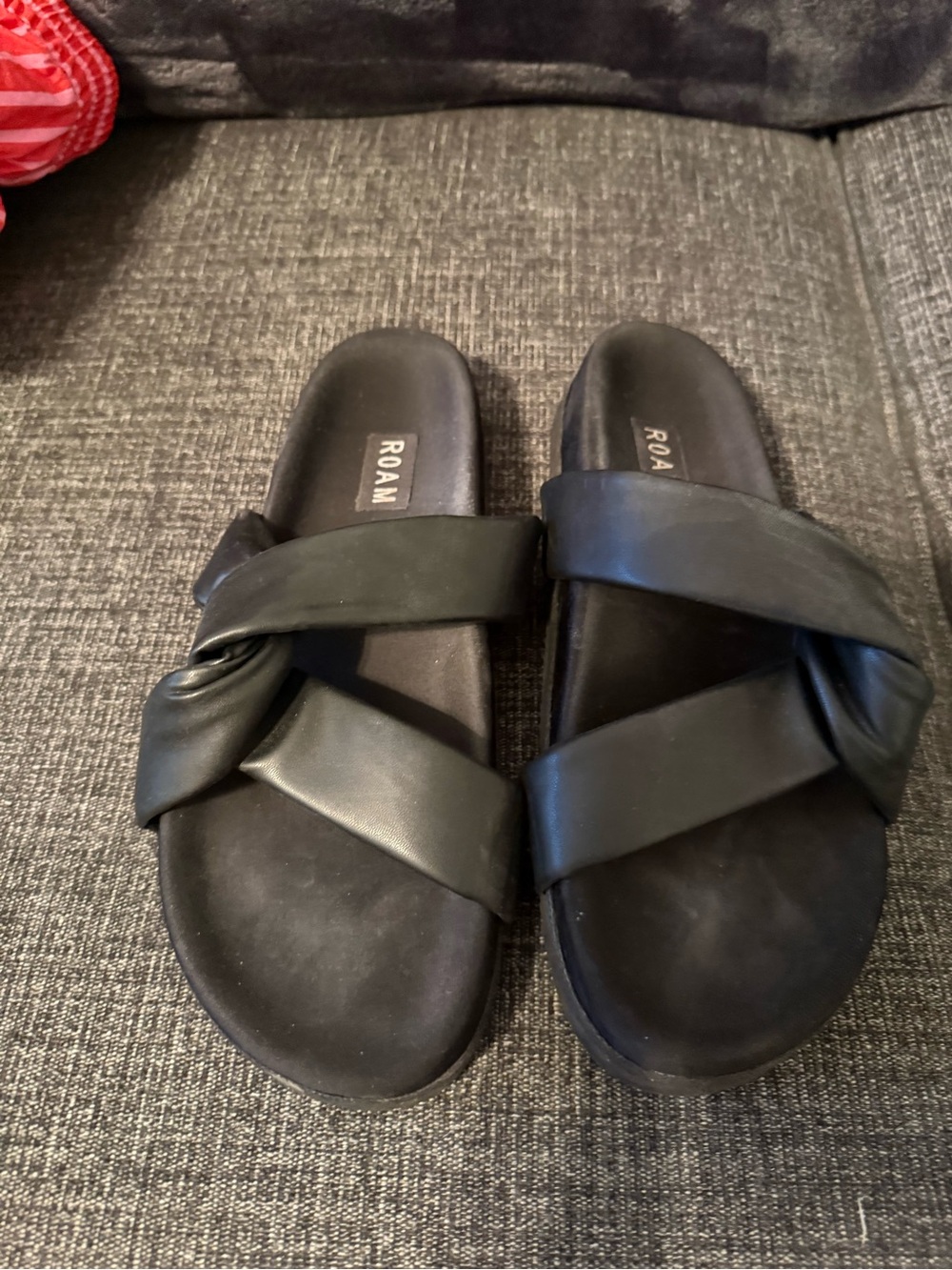 ROAM Black Crisscross Slide Sandals for women